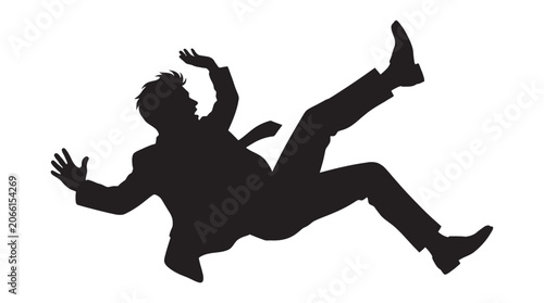 Foto Falling Man In Suit And Tie Black Silhouette