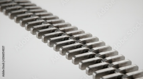 Extreme Macro Close Up of a Industrial Metal Chain Link Texture Pattern for Engineering Design