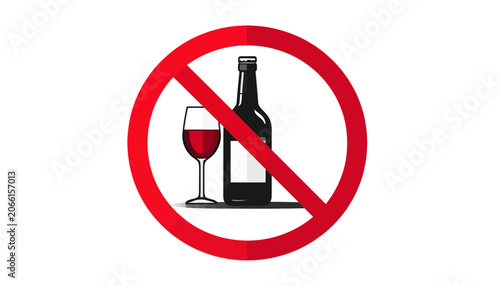 No Wine Drinking Prohibition Sign Symbol.