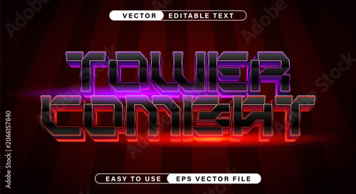 Tower Combat 3D Text Effect with Sci-Fi and Futuristic Style