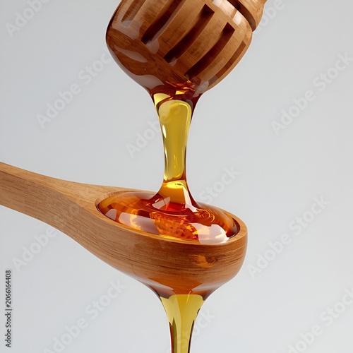 honey dripping from a wooden spoon