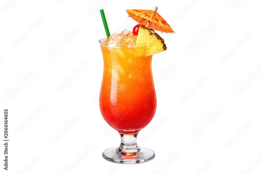 Fototapeta premium Tropical cocktail with pineapple garnish.