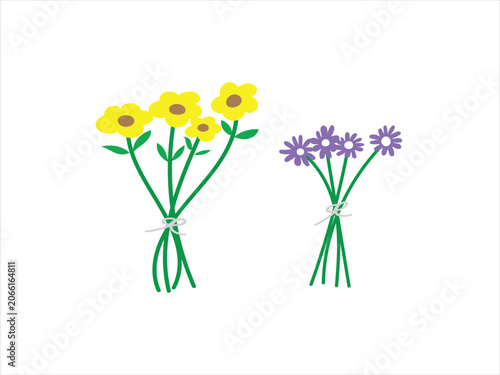 sun flower, summer flower, flower bunch, vector, illustration.