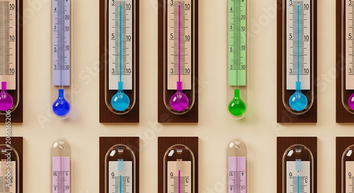 Obraz na płótnie Thermometers with colorful liquid inside.