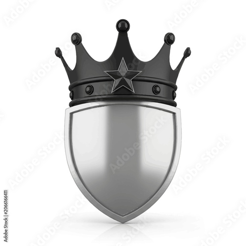 Silver Shield with Black Crown Emblem.