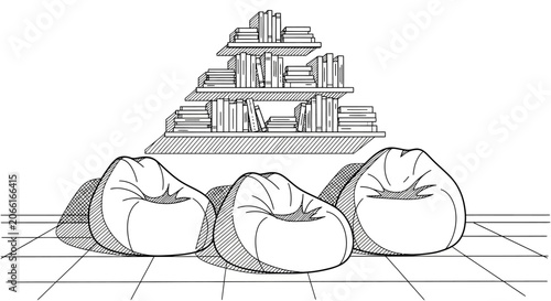 Three comfortable beanbag chairs in a room.