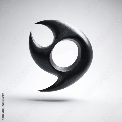 Black Yin Yang Symbol Isolated on White.