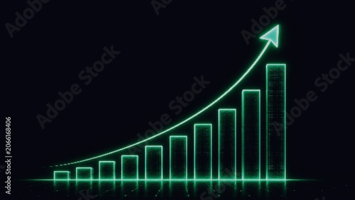 Glowing Growing Bar Graph with Arrow Up