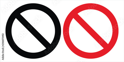 Foto Two Prohibition Symbols One Black One Red On White Background forbidden not allo