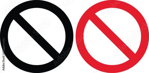 Foto Two Prohibition Symbols One Black One Red On White Background forbidden not allo