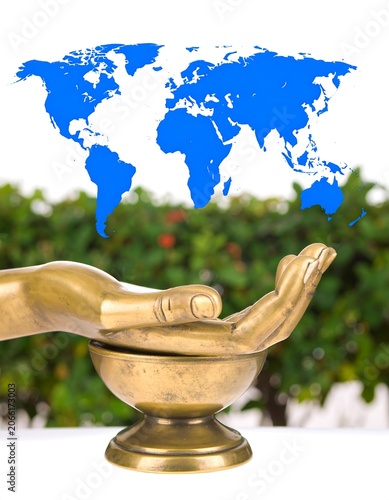World held in hand, serene image