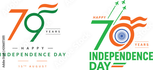 Happy indian independence day celebration background with 79 years anniversary logo design