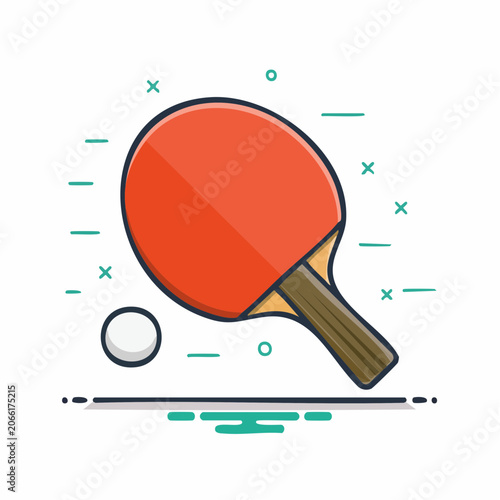 Ping Pong Paddle and Ball Icon