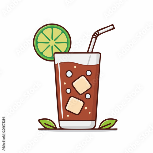 Refreshing Iced Drink with Lime and Mint