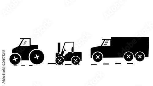 Construction Equipment Silhouette Icons Animation