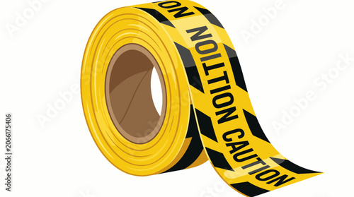 Roll of Caution Tape with Hazard Warning Sign.