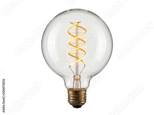 Vintage Style Decorative Edison Light Bulb With Glowing Amber Spiral Filament Isolated On White
