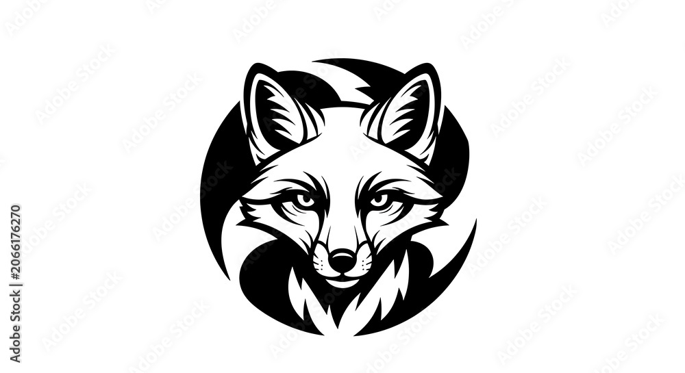 Fototapeta premium Stylized Fox Head Mascot Vector Logo on White Background