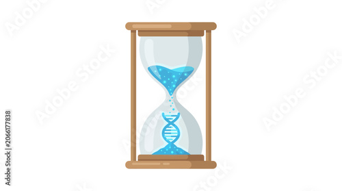 Photography Glass Hourglass with Blue Sand Forming DNA