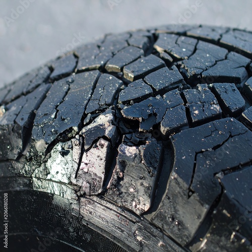Worn tire with deep cracks (1)