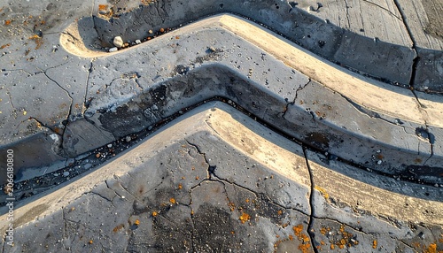 Worn tractor tire tread pattern