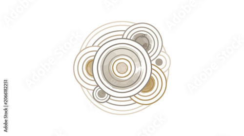 Concentric Circles Abstract Design - Neutral Tones, Geometric Pattern