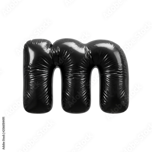 Trash bag letter M - Small polyethylene bin liner font isolated on white background. Perfect alphabet for creative illustrations related to Ecology, recycling, garbage...