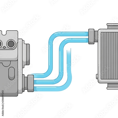 Industrial water pump system with pipes and valves.