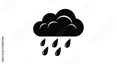 Foto Raincloud Silhouette Against A White Background Minimalist Weather Icon