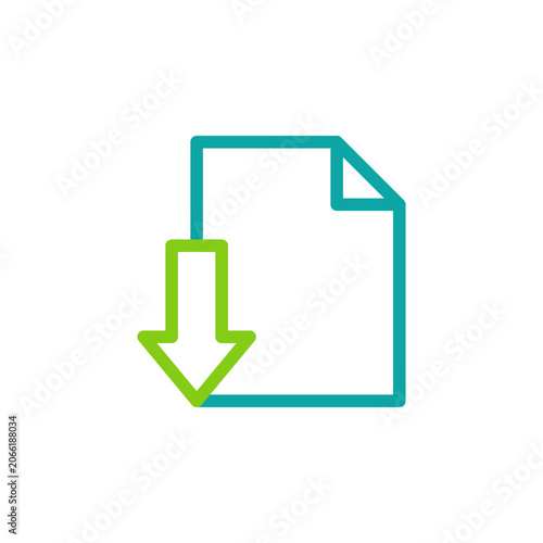 Vászonkép Download icon with dual tone outline style, green symbol for file retrieval
