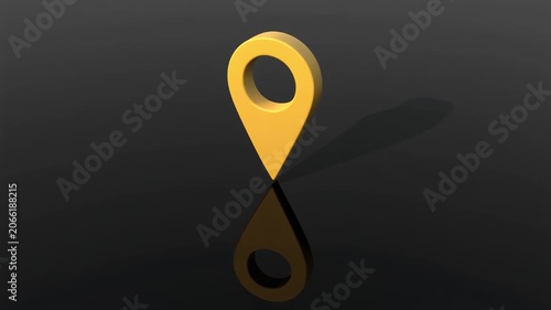 3D yellow location pin icon