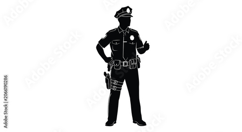 Fotografie Police officer silhouette against a white background full body depiction