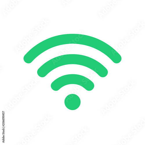 Wi-Fi Signal Icon Vector Graphic, Green Wireless Internet Connection Symbol Isolated on Transparent Background for Web and App Design