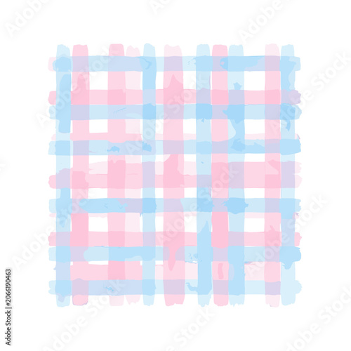 Watercolor Woven Lattice Pattern Vector Illustration, Pink and Blue Abstract Geometric Design with Transparent Background