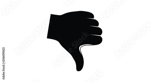 Fotografía Thumbs down hand silhouette on a white background