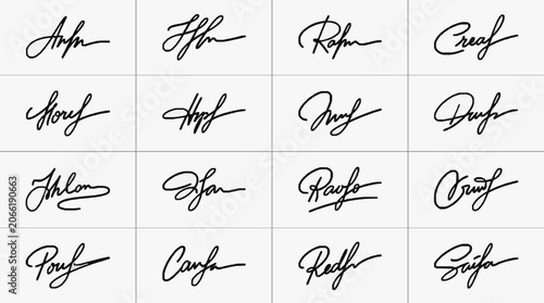 Tableau sur toile Collection of Handwritten Signatures and Autographs.
