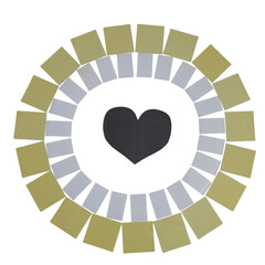Black and white striped circle with yellow and green wavy border vector