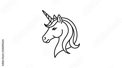 Obraz na plátne Minimalist Unicorn Head Outline Icon Vector Art
