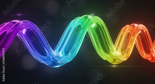 Vibrant Rainbow Glowing Wave Form Abstract.