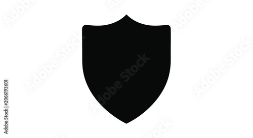 Black shield silhouette on a white background simple protective emblem