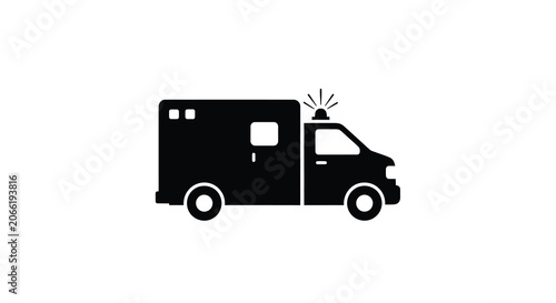 Ambulance Silhouette On White Background Minimalist Healthcare Symbol