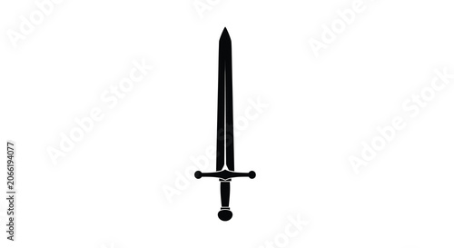 Medieval sword silhouette against a white background simple graphic design