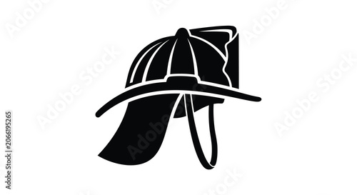 Firefighter Helmet Silhouette On White Background firefighting