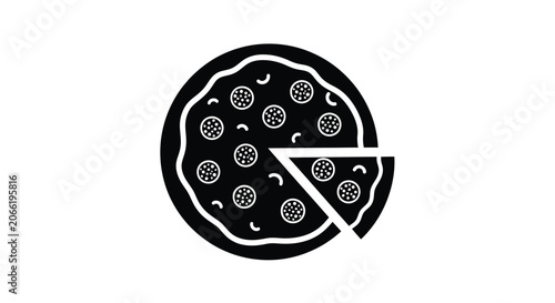 Pizza Silhouette With Pepperoni Black And White Graphic