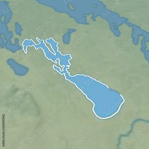 Animated Map of Lake Manitoba in Canada 1080p Format Video