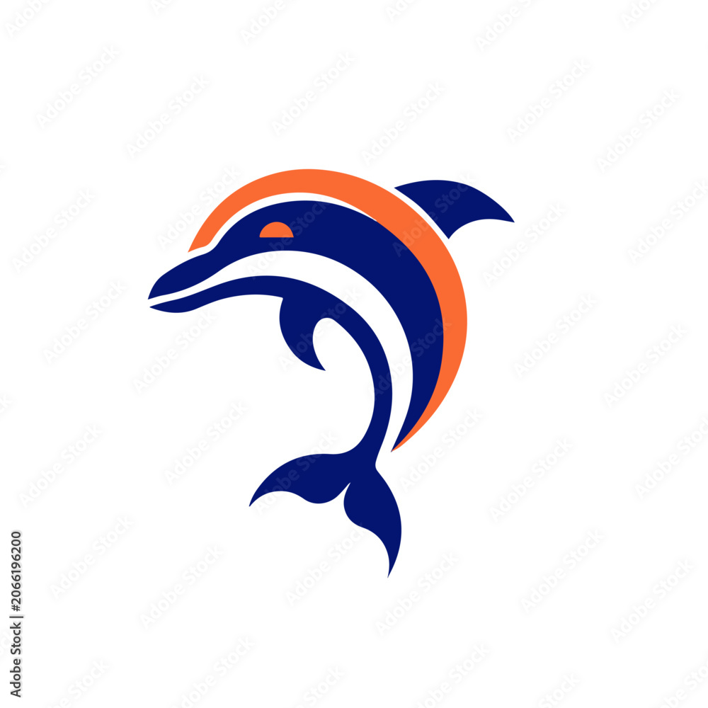 Naklejka premium Cute jumping dolphin cartoon vector illustration isolated on white background