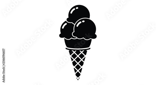 Ice Cream Cone Silhouette On White Background Minimalist Design