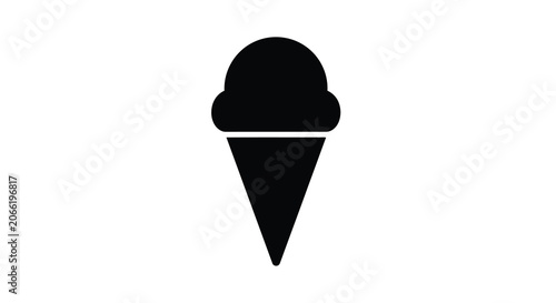 Ice Cream Cone Silhouette On White Background Minimalist Design
