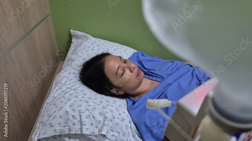 Asian woman dripping saline at hospital prepare for surgery