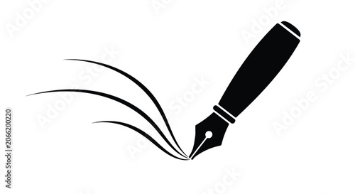 Fotografi Vintage fountain pen icon with ink strokes, elegant black calligraphy nib vector